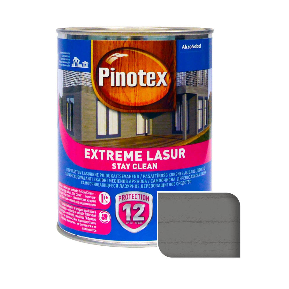 Просочення для дерева Pinotex Extreme Lasur самоочисне, кам'яно-сіре