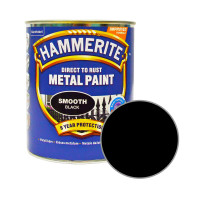 Фарба 3 в 1 по металу Hammerite Metal Paint Smooth захисна, чорна